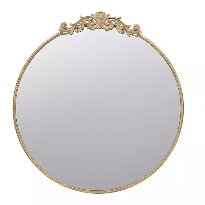 Best Kirklands Home Round Antique Floral Scroll Mirror, 39 in. Gold