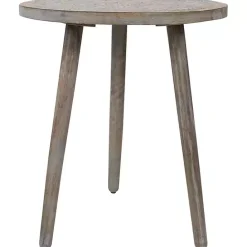 Online Kirklands Home Round Antique Engraved Accent Table Gray