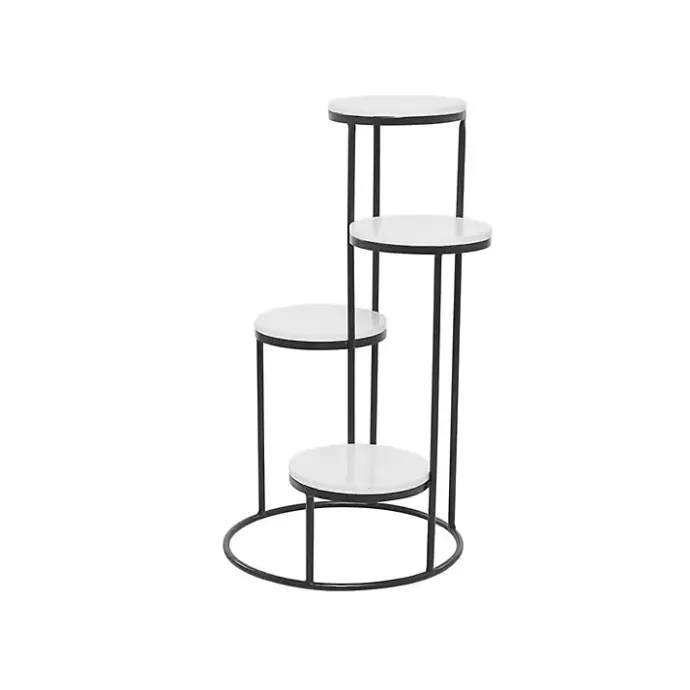 Clearance Kirklands Home Round Black and White Marble 4-Tier Plant Stand