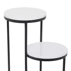 Clearance Kirklands Home Round Black and White Marble 4-Tier Plant Stand