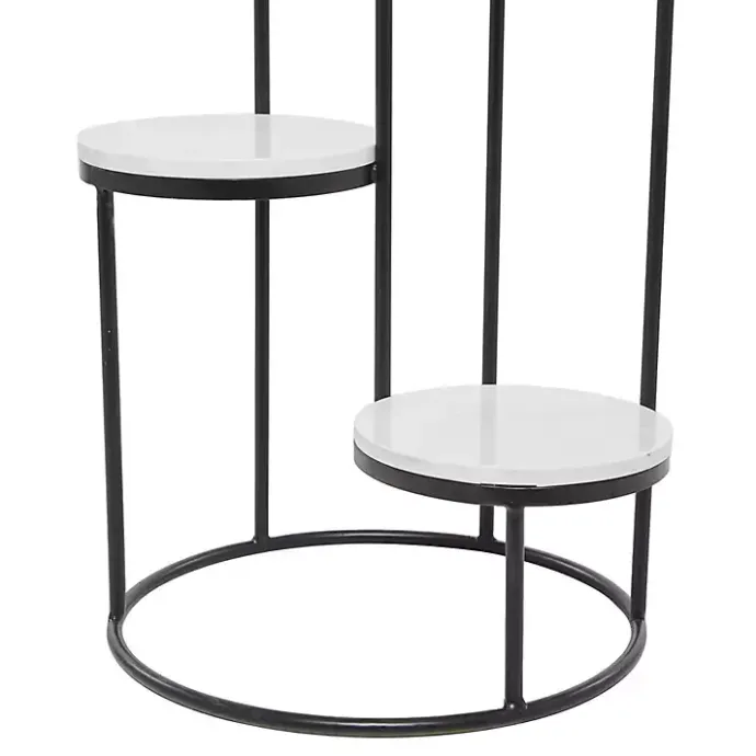 Clearance Kirklands Home Round Black and White Marble 4-Tier Plant Stand