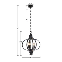 Discount Kirklands Home Round Iron Ornate Pendant Light Black