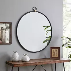 Clearance Kirklands Home Round Metal Mirror with Ring Black