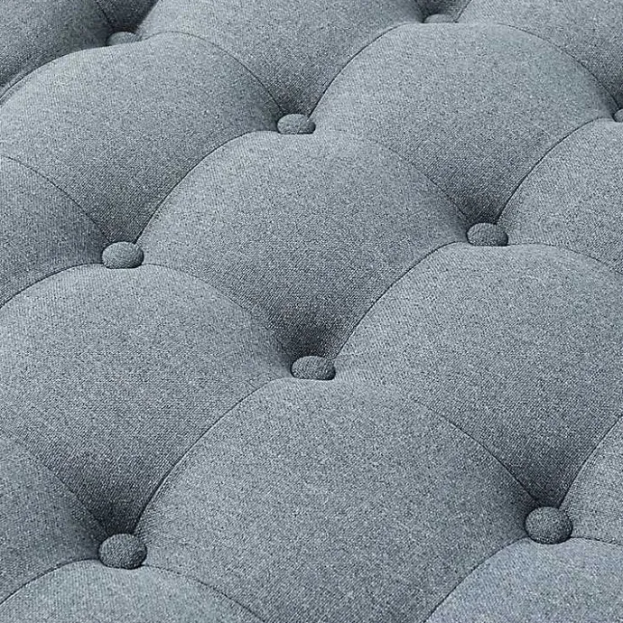 New Kirklands Home Round Cepheus Tufted Ottoman Blue