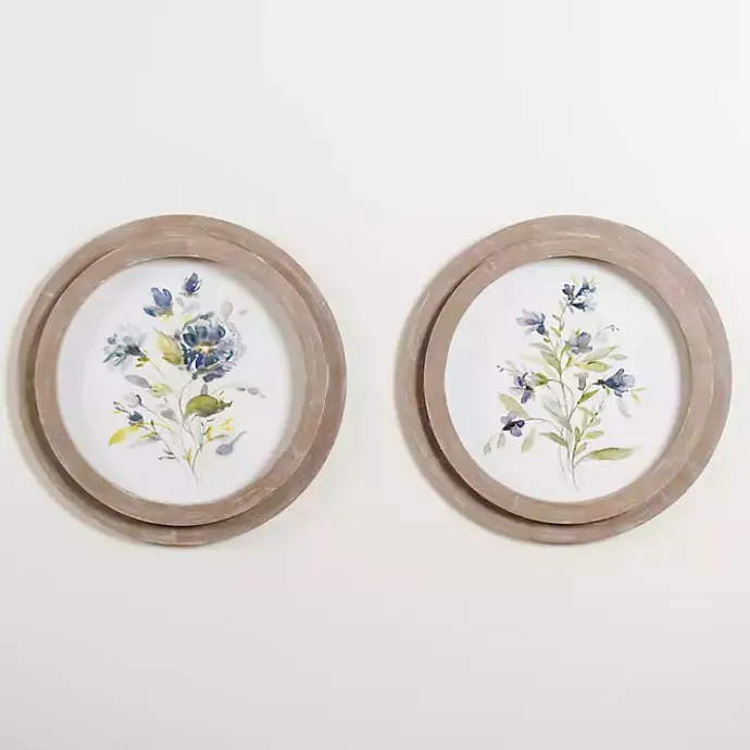 Online Kirklands Home Round Blue Florals I Framed Art Print