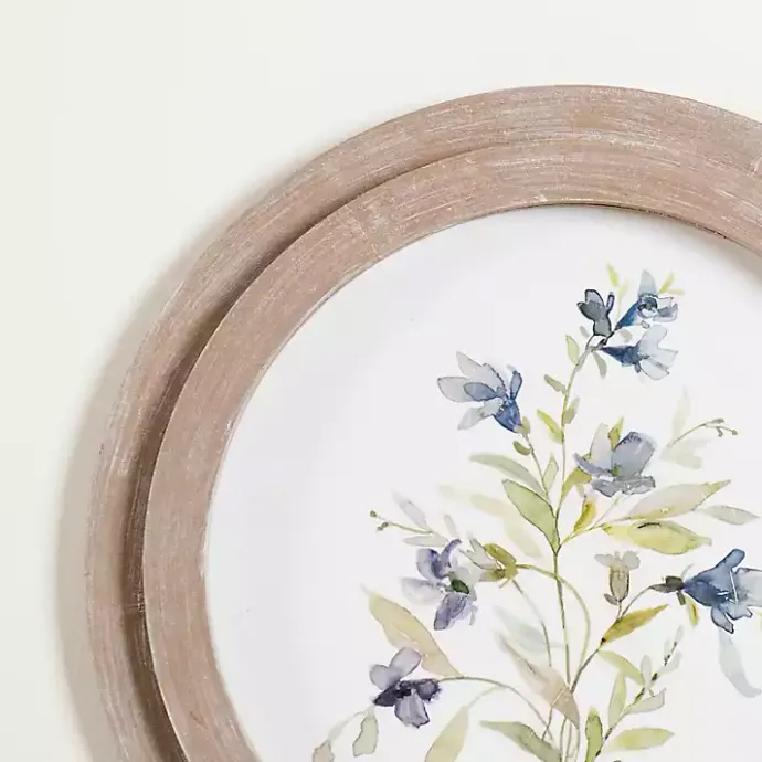 New Kirklands Home Round Blue Florals II Framed Art Print