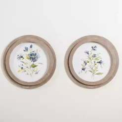 New Kirklands Home Round Blue Florals II Framed Art Print