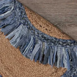 Outlet Kirklands Home Round Braided Jute and Denim Area Rug, 3x3