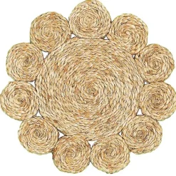 New Kirklands Home Round Braided Natural Jute Placemats, Set of 2 Tan