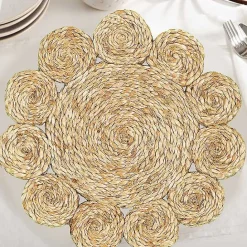 New Kirklands Home Round Braided Natural Jute Placemats, Set of 2 Tan