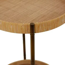 Online Kirklands Home Round Rattan 2-Tier Side Table Brown