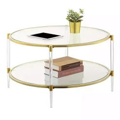 New Kirklands Home Round Acrylic and Glass Coffee Table Clear