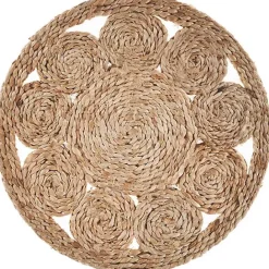New Kirklands Home Round Decorative Braided Jute Placemats, Set of 2 Tan