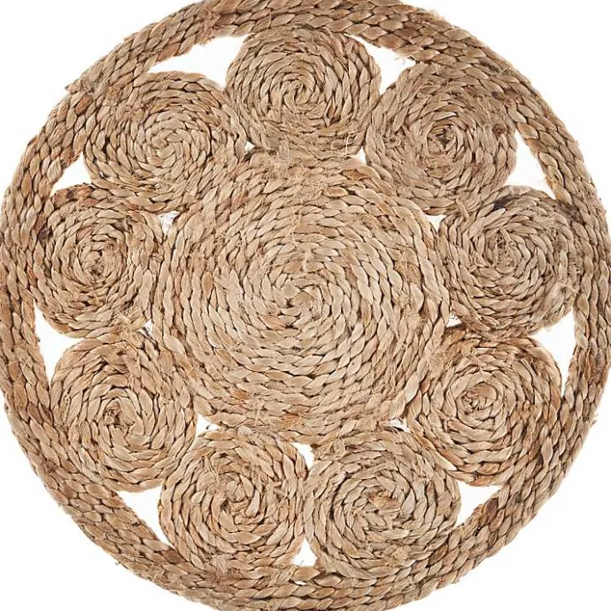 New Kirklands Home Round Decorative Braided Jute Placemats, Set of 2 Tan