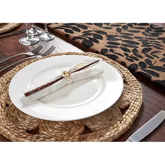New Kirklands Home Round Decorative Braided Jute Placemats, Set of 2 Tan