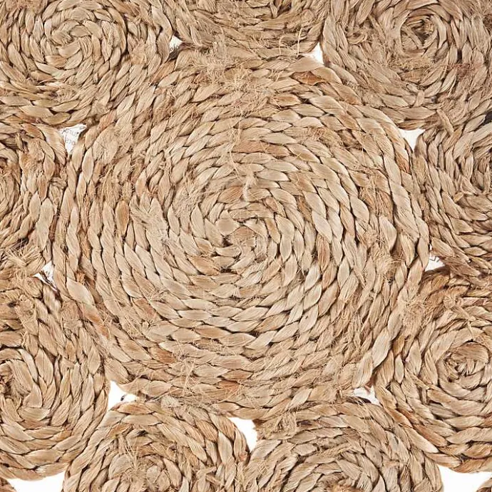 New Kirklands Home Round Decorative Braided Jute Placemats, Set of 2 Tan