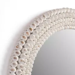 Best Kirklands Home Round Distressed White Beaded Wall Mirror