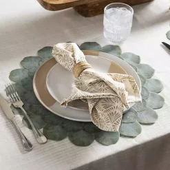 Outlet Kirklands Home Round Eucalyptus Leaves Placemat Green