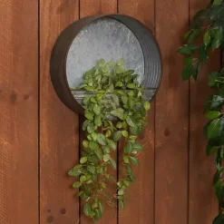 New Kirklands Home Round Galvanized Metal Hanging Planter Silver