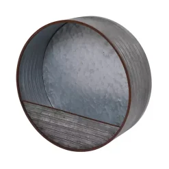 New Kirklands Home Round Galvanized Metal Hanging Planter Silver