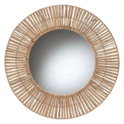 New Kirklands Home Round Geona Metal and Seagrass Wall Mirror