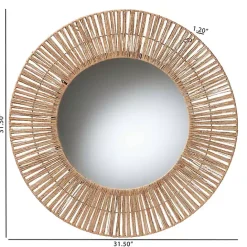 New Kirklands Home Round Geona Metal and Seagrass Wall Mirror