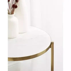Online Kirklands Home Round Aguilar Accent Table Gold