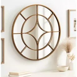 Clearance Kirklands Home Round Gold Geometric Overlay Wall Mirror