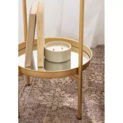 Best Kirklands Home Round Mirrored Foldable Accent Table Gold