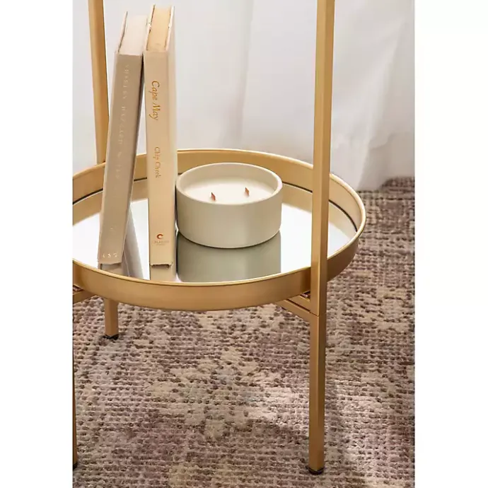 Best Kirklands Home Round Mirrored Foldable Accent Table Gold