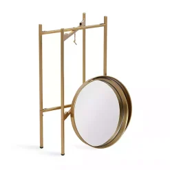 Best Kirklands Home Round Mirrored Foldable Accent Table Gold