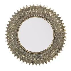New Kirklands Home Round Gold Textured Diamond Wall Mirror