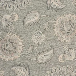Discount Kirklands Home Round Gray and Botanical Area Rug, 4x4 Blue