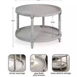 Discount Kirklands Home Round Bellport Coffee Table Gray