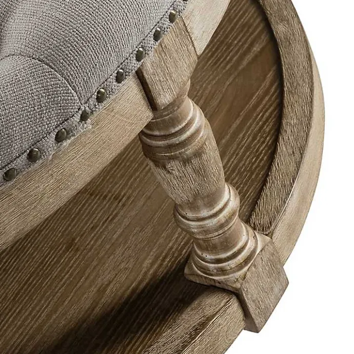 Kirklands Home Round Cepheus Tufted Ottoman Gray
