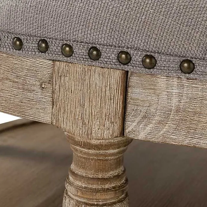 Kirklands Home Round Cepheus Tufted Ottoman Gray
