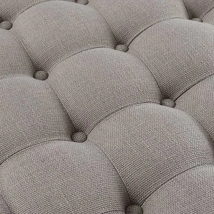 Kirklands Home Round Cepheus Tufted Ottoman Gray