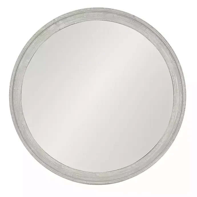 Online Kirklands Home Round Gray Mansell Wood Wall Mirror