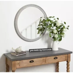 Online Kirklands Home Round Gray Mansell Wood Wall Mirror