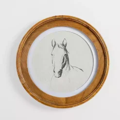 Kirklands Home Round Horse Portrait Framed Art Print White