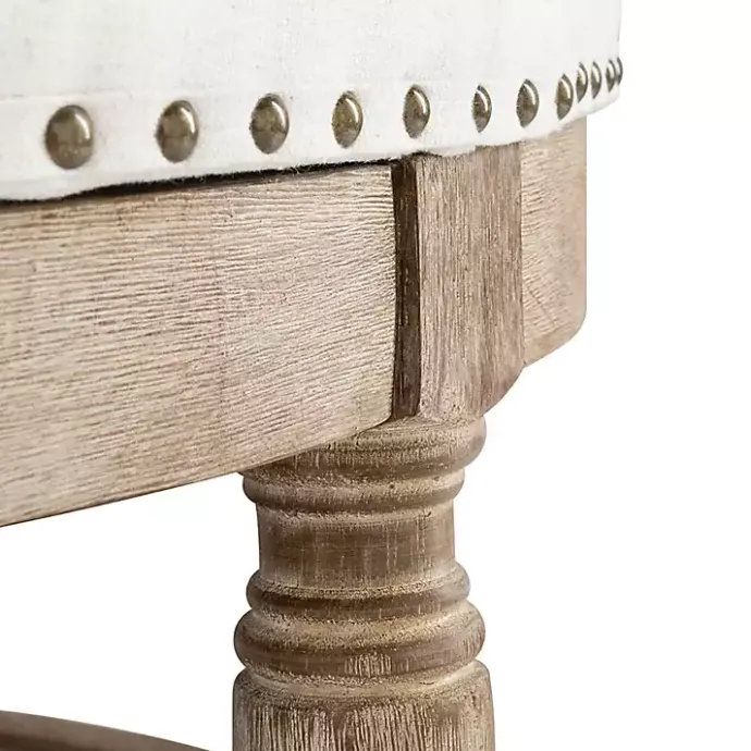Discount Kirklands Home Round Cepheus Tufted Ottoman Ivory