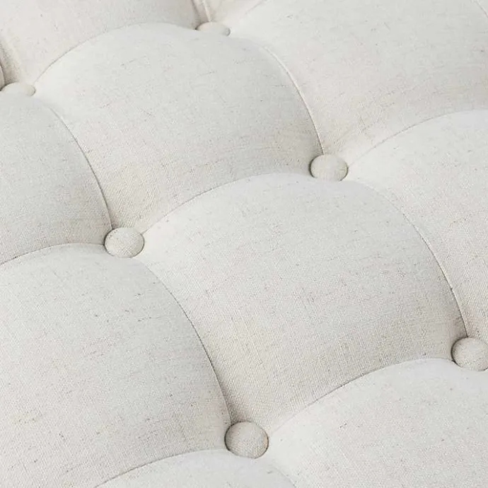 Discount Kirklands Home Round Cepheus Tufted Ottoman Ivory