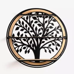 Discount Kirklands Home Round Metal Tree 3-Tier Wall Shelf