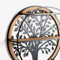 Discount Kirklands Home Round Metal Tree 3-Tier Wall Shelf