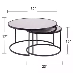 Discount Kirklands Home Round Mirrored Nesting Tables, Set of 2 Black