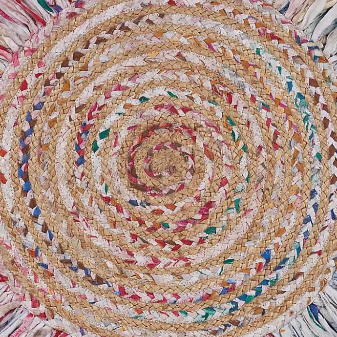 Clearance Kirklands Home Round Multicolor Braided Jute Area Rug, 3x3