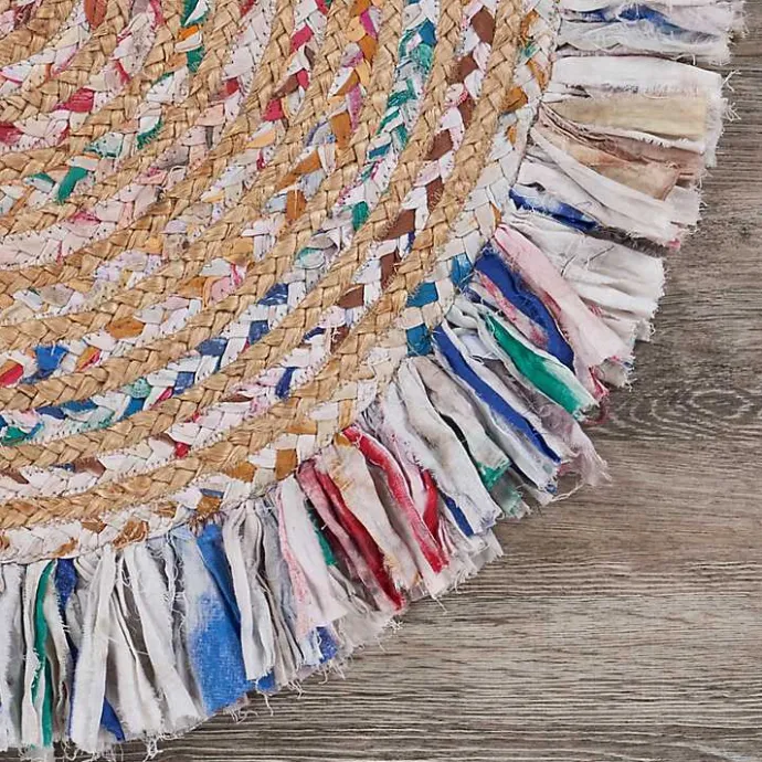 Clearance Kirklands Home Round Multicolor Braided Jute Area Rug, 3x3