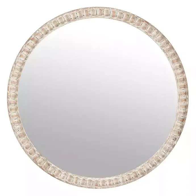 Clearance Kirklands Home Round Natural Beaded Wall Mirror