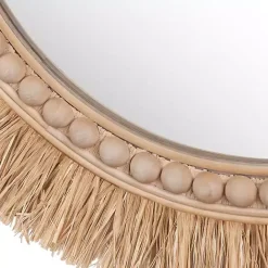 Online Kirklands Home Round Natural Rattan Beaded Wall Mirror