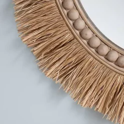 Online Kirklands Home Round Natural Rattan Beaded Wall Mirror
